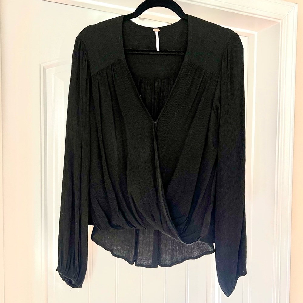 Free People Black Drape Blouse
